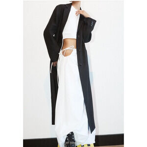 SIR. MASON White Italian Cotton Gathered Waist Maxi Skirt size 3 - Large L $300